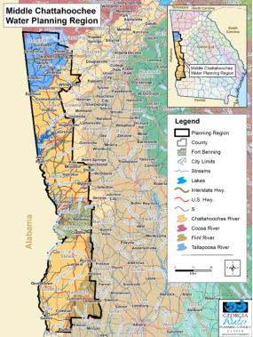 Map of Middle Chattachoochee Water  Planning Region